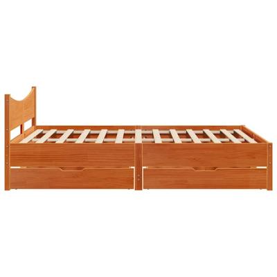 Bedframe met lades massief grenenhout wasbruin 180x200 cm