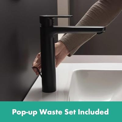 Hansgrohe Vernis wastafelkraan 169 verhoogd met afvoerplug mat zwart 71552670 - thumbnail