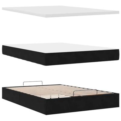 Ottoman bed met matras en LED's 140x190cm fluweel zwart