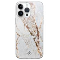 iPhone 14 Pro Max siliconen hoesje - Marmer goud - thumbnail