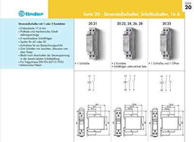 Finder 20.23.9.024.4000 Stroomstootschakelaar DIN-rail 1x NO, 1x NC 24 V/DC 16 A 4000 VA 1 stuk(s)