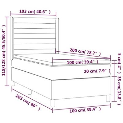 Boxspring met matras stof crèmekleurig 100x200 cm
