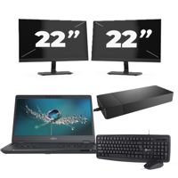 Fujitsu LIFEBOOK U7311 - Intel Core i5-11e Generatie - 13 inch - 16GB RAM - 256GB SSD - Windows 11 Home + 2x 22 inch Monitor - thumbnail