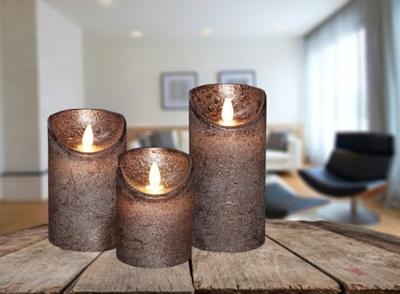 Anna&apos;s Collection LED kaars flame effect rustiek 7.5x15cm brons 1 stuks