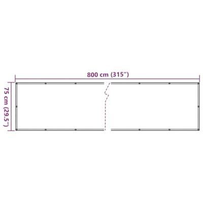 VidaXL Balkonscherm 800x75 cm pvc grijs