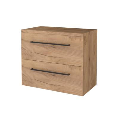 Badmeubelset BWS Salt 80x46cm Met Grepen 2 Lades Met Afdekplaat Whisky Oak