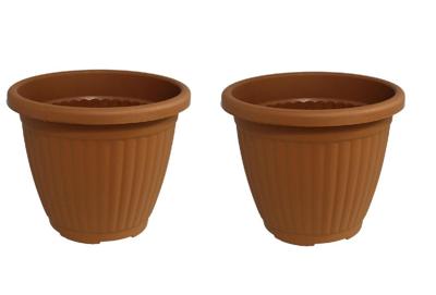Bloempot Terra voor binnen & buiten - hoogwaardig kunststof - Ø 20 x H 16 cm - set 2 stuks Bloempot Terra voor binnen & buiten - hoogwaardig kunststof - Ø 20 x H 16 cm - set 2 stuks