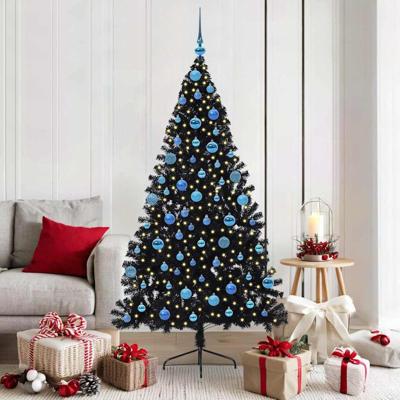 VidaXL Kunstmatig voorverlicht kerstboom met 300 led zwart 180 cm pvc