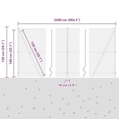 VidaXL Afrasteringspaal zilver 25 x 1,4 m (25 mm gaas) staal