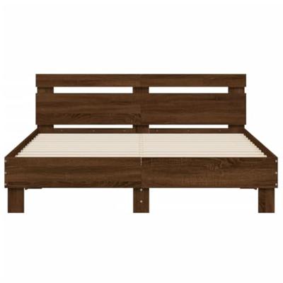 Bedframe met hoofdeinde en LED bruin eikenkleur 150x200 cm