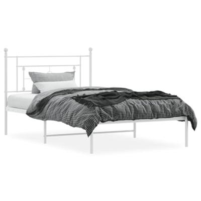 Bedframe met hoofdbord metaal wit 107x203 cm