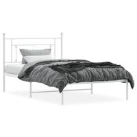 Bedframe met hoofdbord metaal wit 107x203 cm - thumbnail