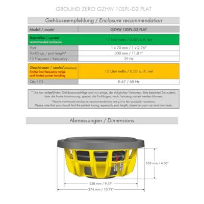 Ground Zero GZHW 10SPL-D2 FLAT â" 600 WATT RMS vermogen â" 2Ã2 OHM IMPEDANTIE Ground Zero GZHW 10SPL-D2 FLAT â" 600 WATT RMS vermogen â" 2Ã2 OHM IMPEDANTIE