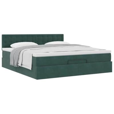 Ottoman bed met matras 160x200cm fluweel donkergroen