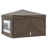 Partytent inklapbaar met zijwanden 3x3 m taupe - thumbnail