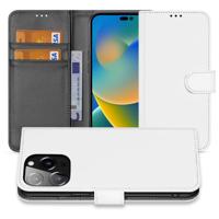 Book Case Telefoonhoesje voor de iPhone 14 Pro Max Hoesje Wit met Pasjeshouder - thumbnail