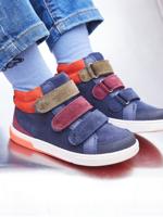 Hoge sneakers van leer, kleutercollectie marineblauw - thumbnail