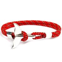 Whale staart anker charme nautische Survival touw ketting armbanden (rood) - thumbnail