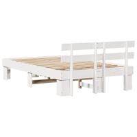 Bedframe met hoofdeinde Wit 120 x 200 cm Massief grenenhout - thumbnail
