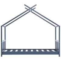 Kinderbedframe massief grenenhout grijs 80x160 cm - thumbnail