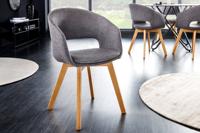 Design stoel NORDIC STAR grijze structuurstof houten poten eikenlook - 43421 - thumbnail
