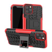 Voor iPhone 11 Pro Tire textuur TPU + PC schokbestendig geval met houder (rood) - thumbnail