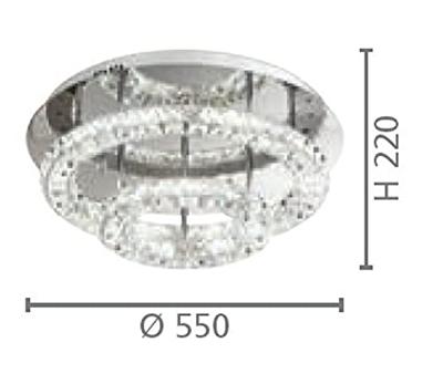 Stars of Light Kristallen plafondlampToneria 55cm 2-rings grijs - 39003