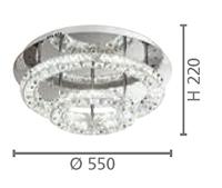 Stars of Light Kristallen plafondlampToneria 55cm 2-rings grijs - 39003 - thumbnail