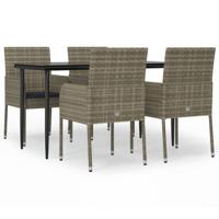 5-delige Tuinset met kussens poly rattan zwart en grijs - thumbnail