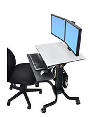 Ergotron WorkFit-C TV-wagen Aantal monteerbare displays: 2 Display(s) 25,4 cm (10) - 61 cm (24) Zwart, Grijs In hoogte verstelbaar, Toetsenbordhouder,