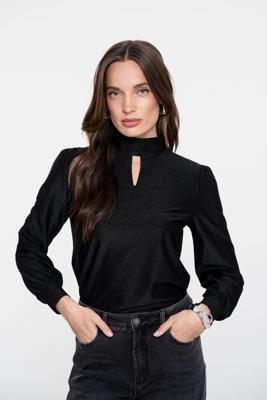 Geisha Top Col With Cut Out 52564-47 T-shirt Lange Mouw 999 Black