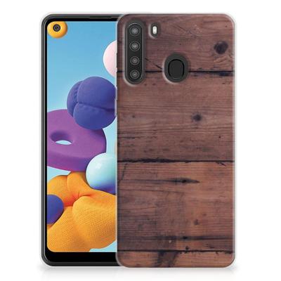 Samsung Galaxy A21 | Bumper Hoesje | Old Wood