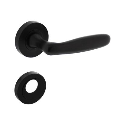 Deurkruk Bjorn op ronde rozet 52x10mm met nokken + rondcilinder plaatjes mat zwart