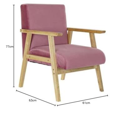Armstoel DKD Home Decor Roze Polyester Hout MDF (61 x 63 x 77 cm)