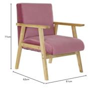 Armstoel DKD Home Decor Roze Polyester Hout MDF (61 x 63 x 77 cm) - thumbnail