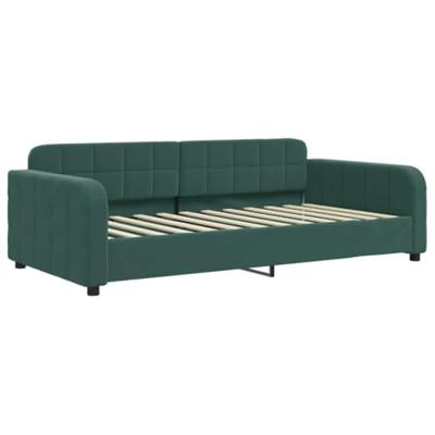 Slaapbank onderschuifbed matrassen 100x200cm fluweeldonkergroen