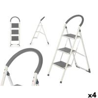 Opvouwbare ladder met 3 tredes Kipit Grijs Staal 38 x 117 x 5 cm 35 x 117 x 5 cm (4 Stuks) - thumbnail