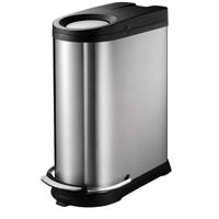 EKO - Europe Viva Step Bin 40L Rond Roestvrijstaal Zwart, Roestvrijstaal - thumbnail