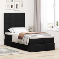 Ottoman bed met matras 80x200cm stof zwart - thumbnail