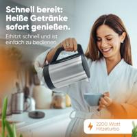 Bomann WKS3002CB Waterkoker 1.5L 2200W RVS/Zwart - thumbnail