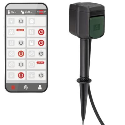 Brennenstuhl brennenstuhl®Connect WIFI garden socket with earth spike and mounting plate IP44 2-voudig 10m - 1154540601 - thumbnail
