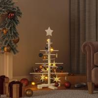 Kerstdecoratie kerstboom 75 cm massief grenenhout - thumbnail
