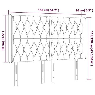 Hoofdbord LED 163x16x118/128 cm stof blauw