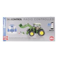 Siku Control op afstand bestuurbare John Deere 7310R tractor met voorlader en Bluetooth afstandsbediening - thumbnail