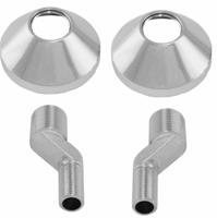 Riko s-koppeling set grote sprong met rozet 3/4" x 3/8" | HOH 12cm. naar HOH 15cm | Chroom - thumbnail