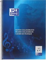 Oxford muziek collegeblok A4+ 4-gaats 50 vel blauw - thumbnail