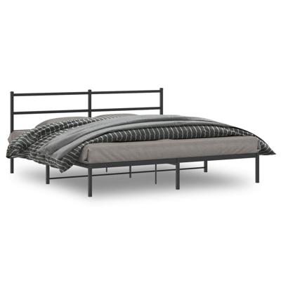 Bedframe met hoofdbord metaal zwart 193x203 cm