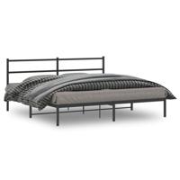 Bedframe met hoofdbord metaal zwart 193x203 cm - thumbnail