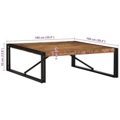 Salontafel 100x100x35 cm massief gerecycled hout meerkleurig