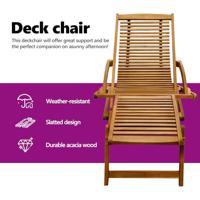 Terrasstoel met voetensteun massief acaciahout - thumbnail